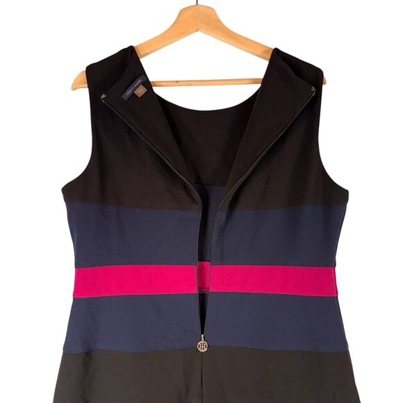 Tommy Hilfiger Career Sheath Dress SIZE 14 Womens ColorBlock Bodycon Stripe Blk - Picture 6 of 10